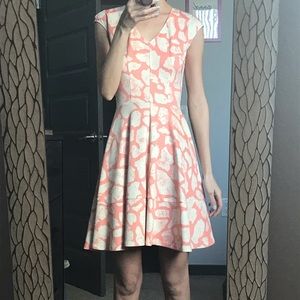 Peach and white cap sleeve dress